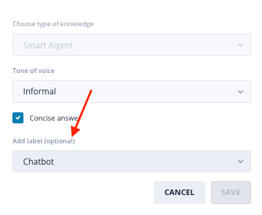 Select label in Smart AIgent