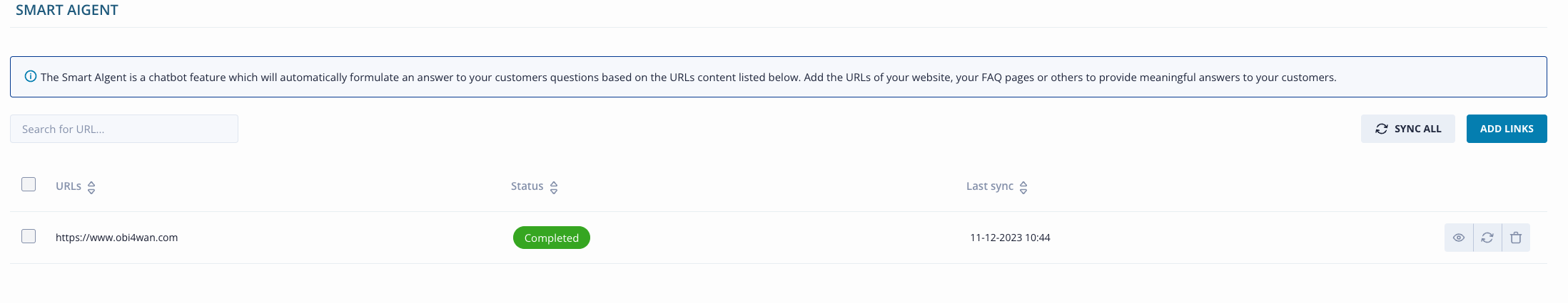 Completed URL status