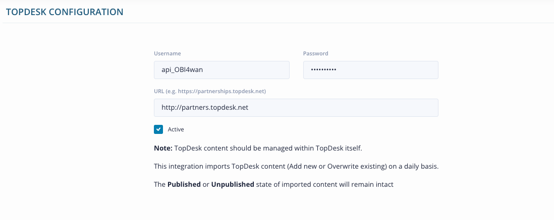 Topdesk configuration
