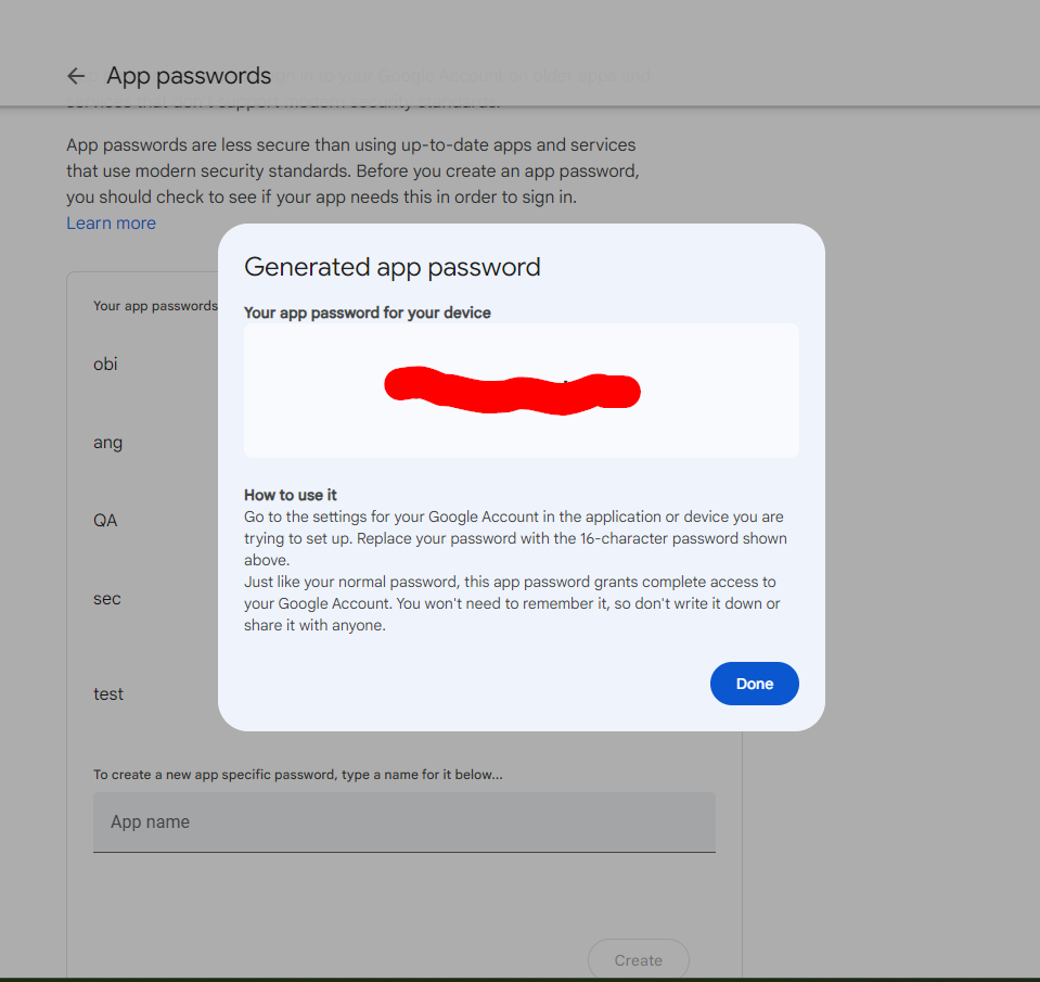 Copy the password