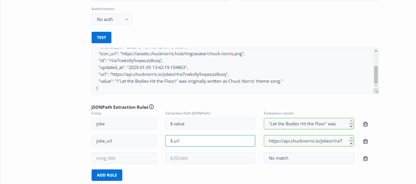 the response from the call can be used as entities by using JSONPath in the API configuration screen.