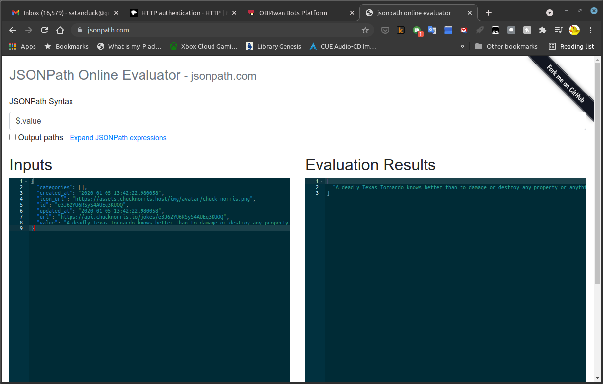 To test the above response, paste the response into the left column, and test your expressions in the input bar: