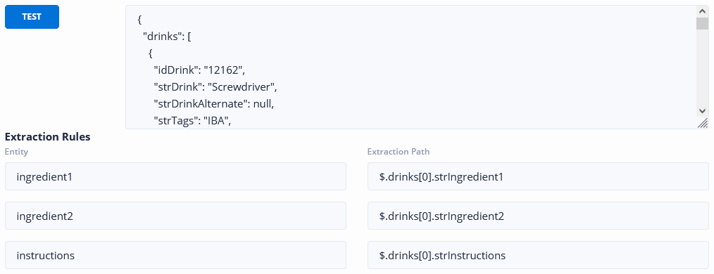 Then we extract the required information from the response by means of JSON path expressions