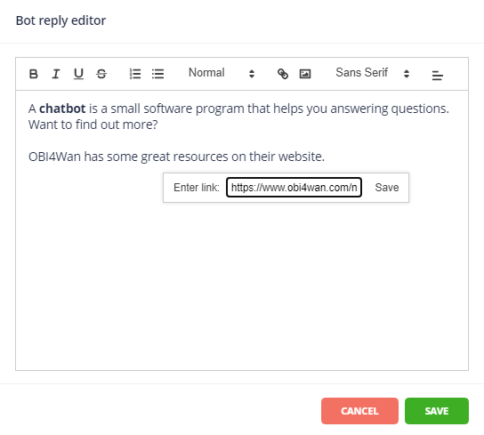 bot reply editor