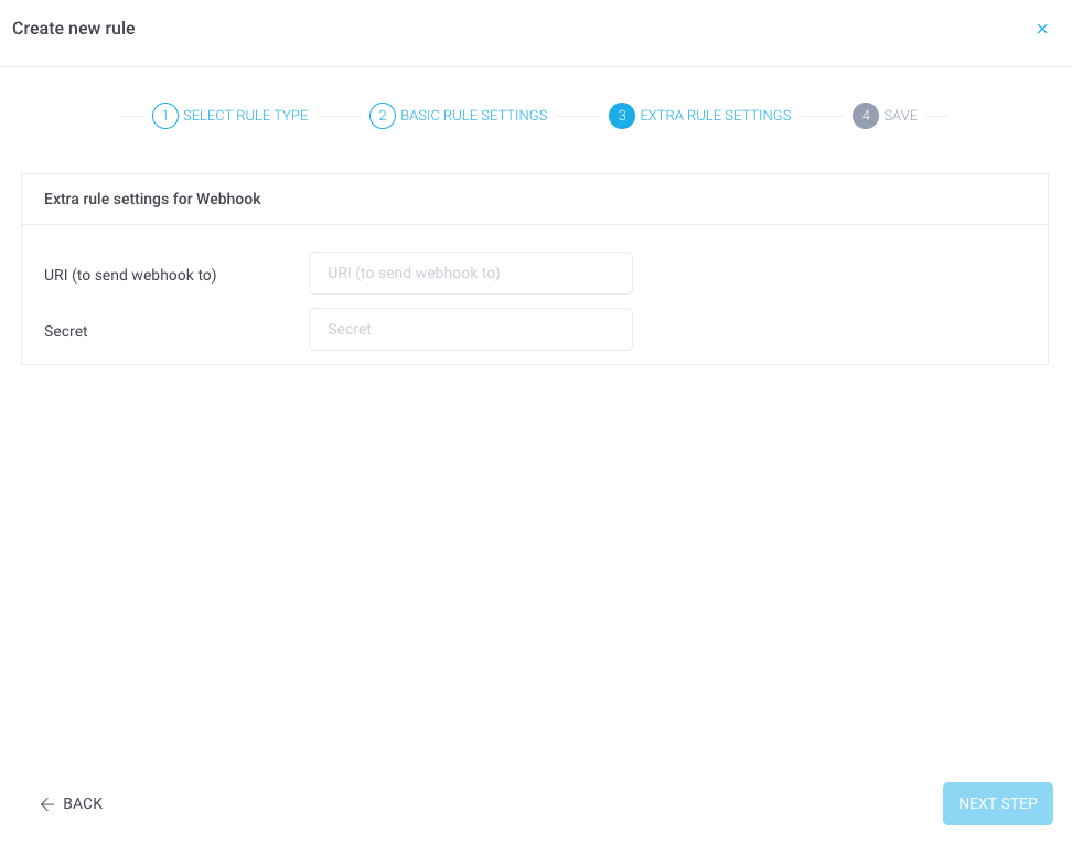 Fill in webhooks