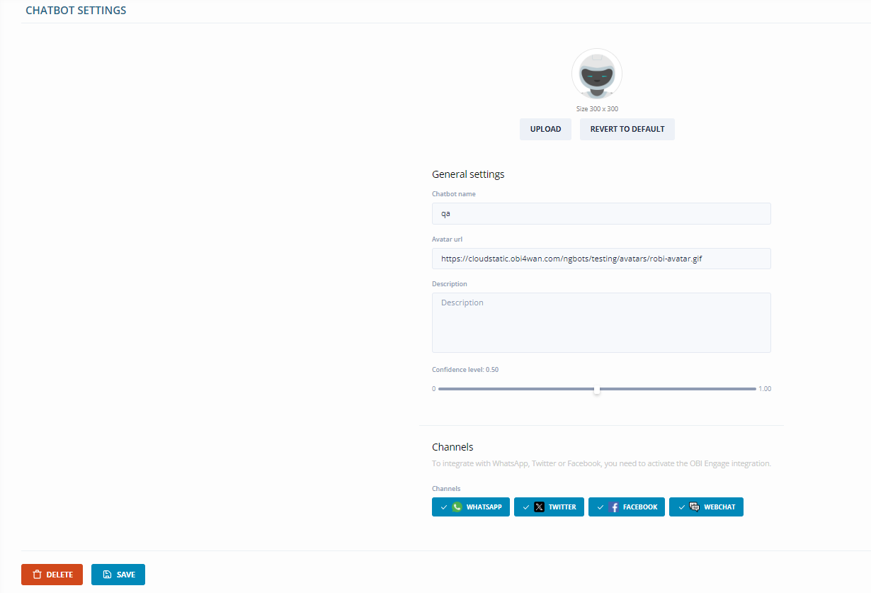 Chatbot settings